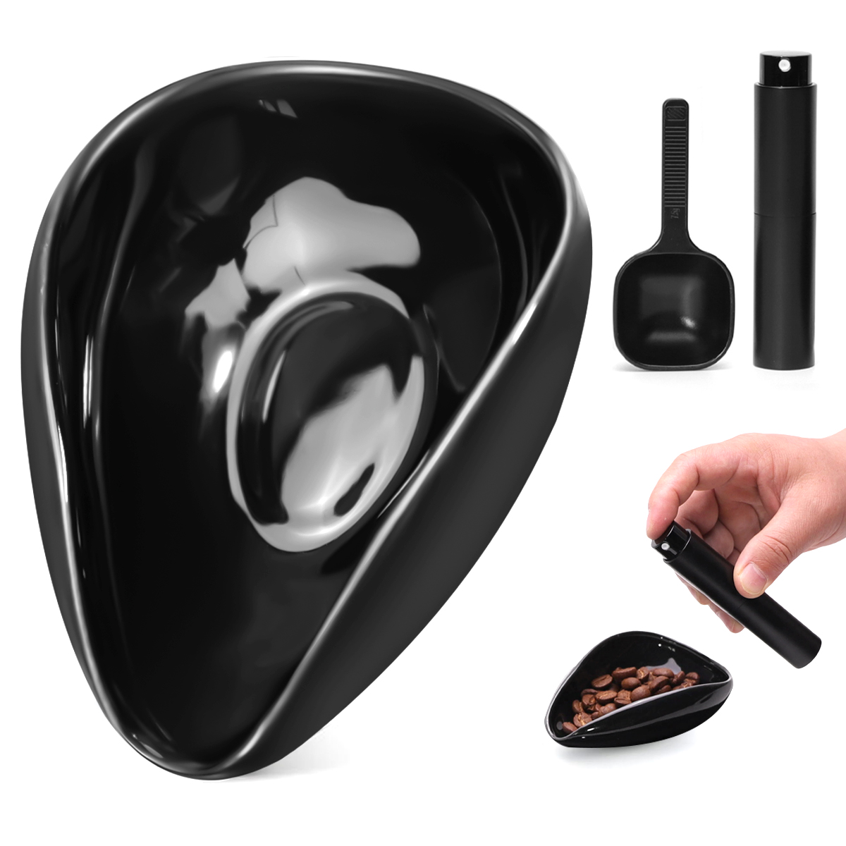 Xbloom Coffee Tea - Leeseph Kaffeebohnen-Dosierbecher und Löffel-Set, Keramik-Dosiergefäß-Messtablett-Set für