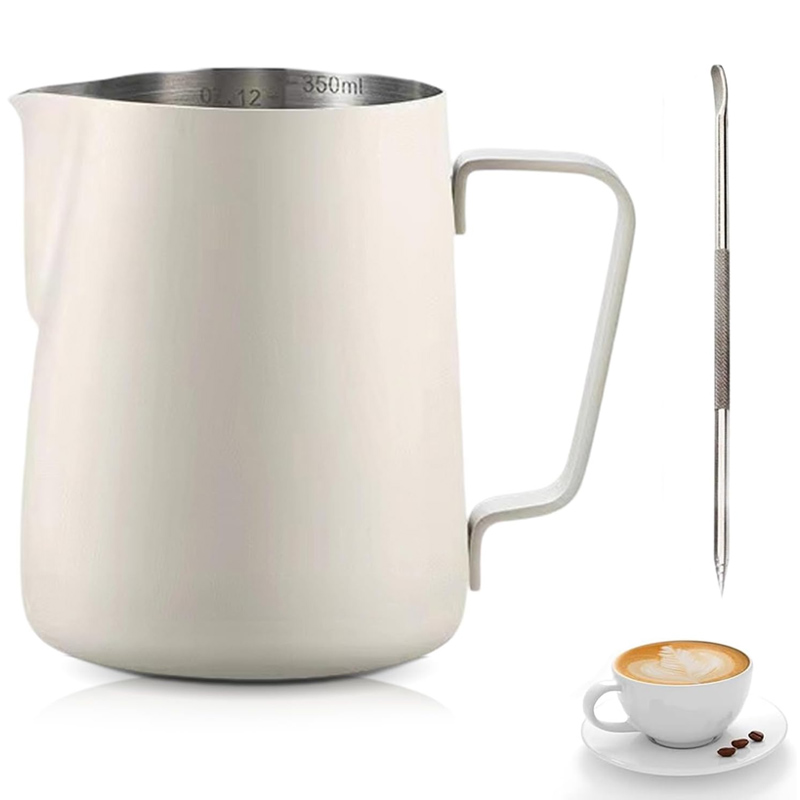 Barista Milk Jug - Milchkanne aus Edelstahl mit Messvorrichtung und