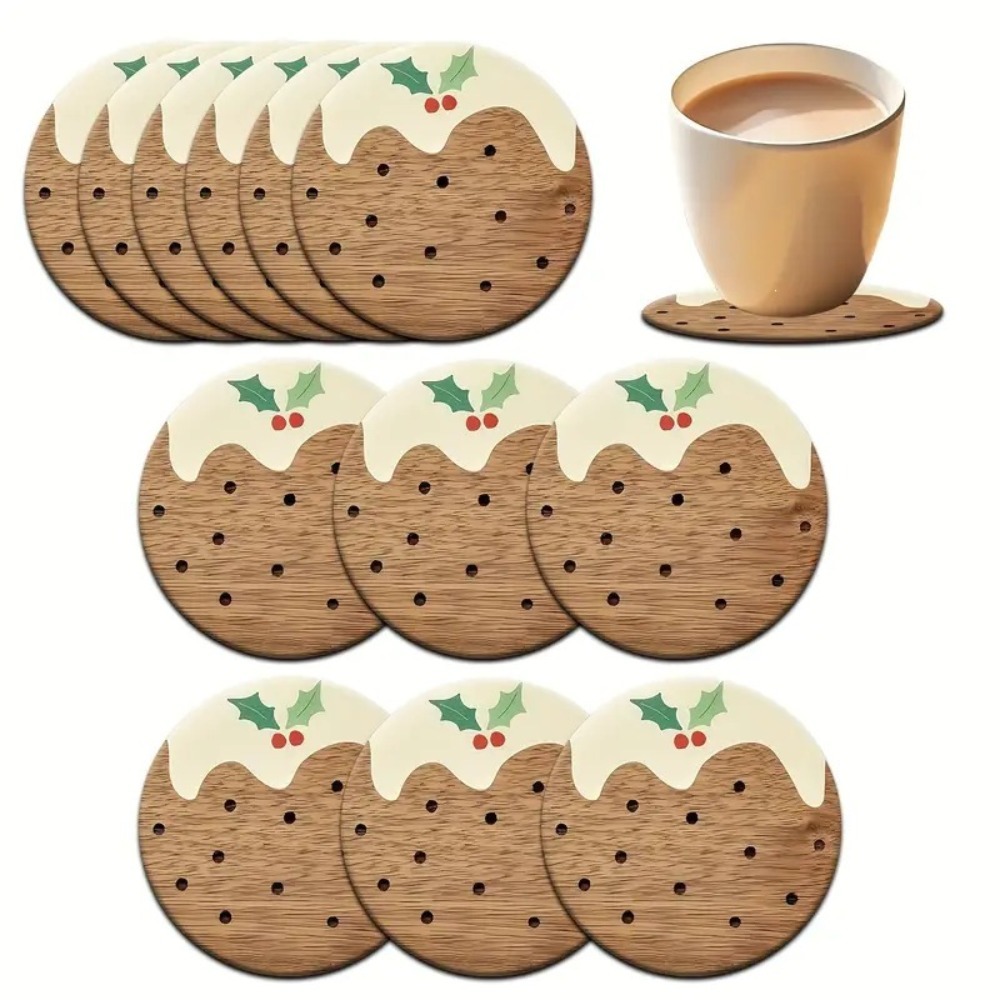 Coffee Tea And Sugar Set - Untersetzer-Set aus Holz im Pudding-Stil, hitzebeständige